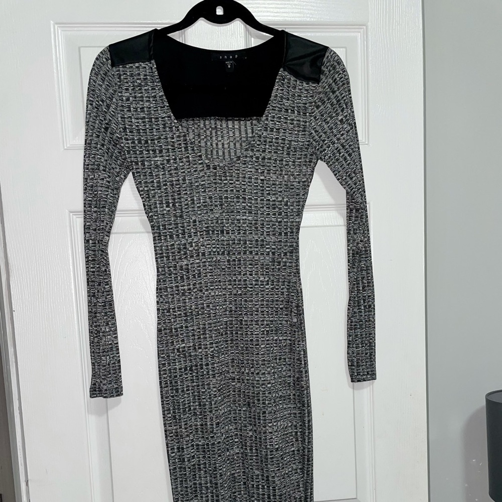 Leather back midi dress